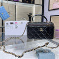 CHANEL VANITY 17 TOP HANDLE IN BLACK QUILTED LAMBSKIN GOLD HARDWARE