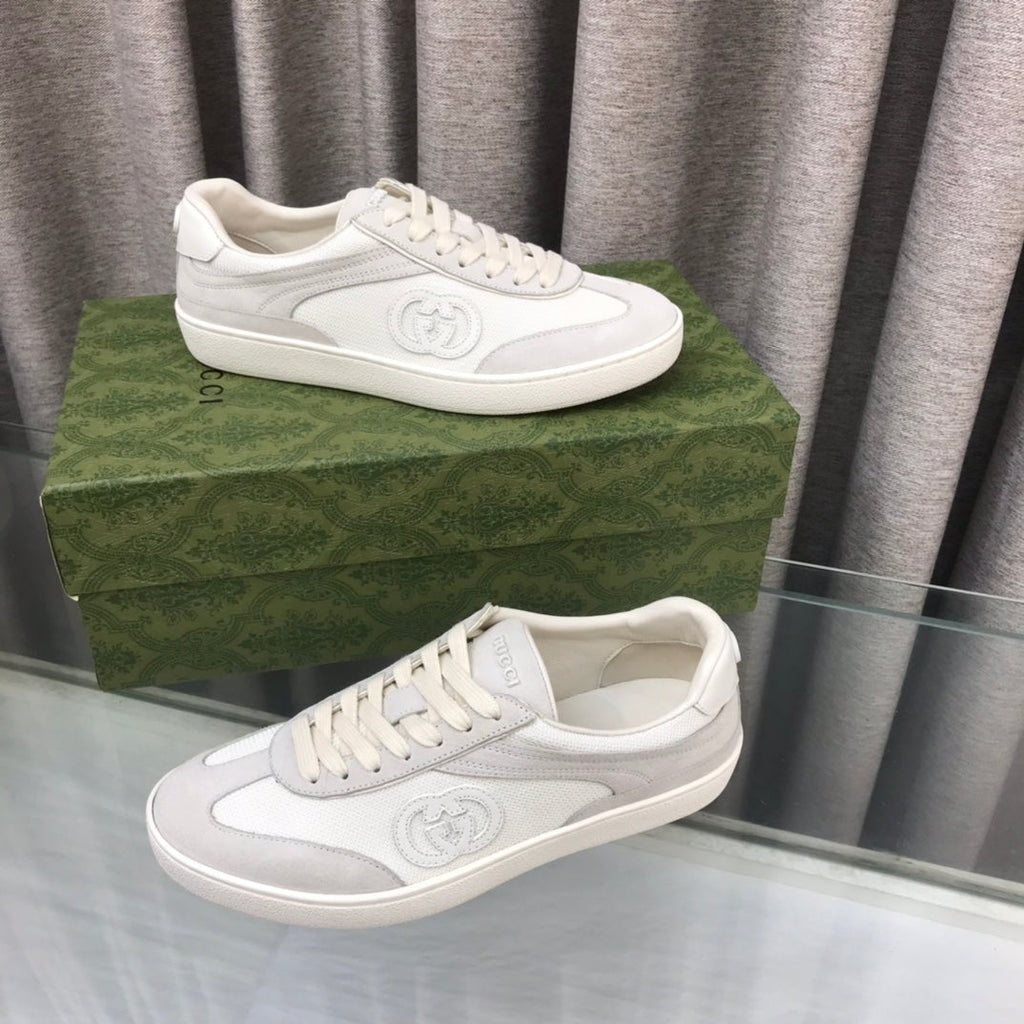 GUCCI INTERLOCKING G SNEAKER LIGHT GRAY SUEDE